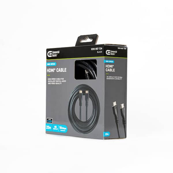Commercial Electric 25 ft. DELUXE HDMI CABLE-Black HD1386 - The