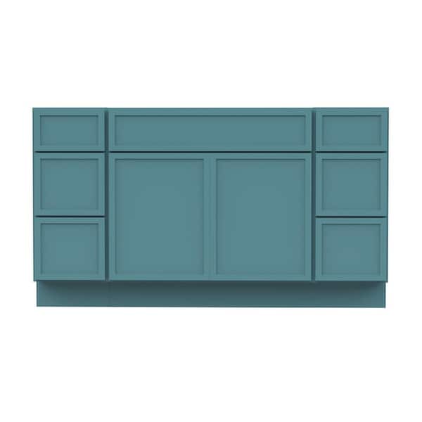 54 in. W x 21 in. D x 32.5 in. H Bath Vanity Cabinet without Top in Sea Green (Unassembled)