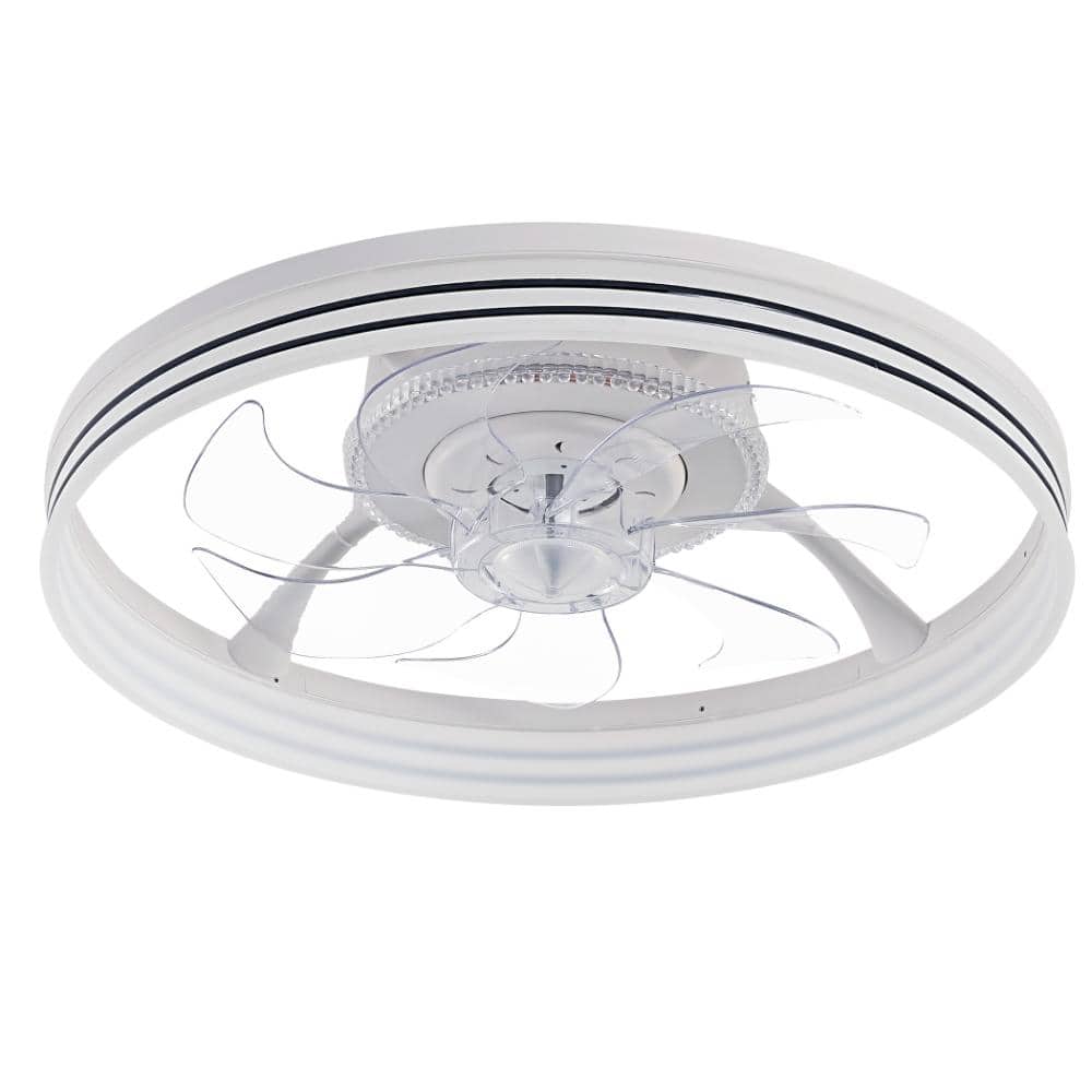 19 in. Dimmable LED Indoor RGB White Low Profile Flush Mount Ceiling Fan with Light and Remote Control price history on PriceWatchPro