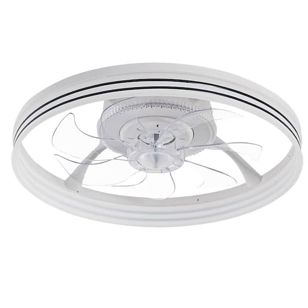 19 in. Dimmable LED Indoor RGB White Low Profile Flush Mount Ceiling Fan with Light and Remote Control