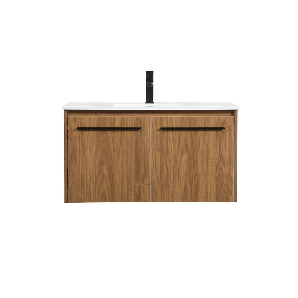 Timeless Home 18 in. W x 36 in. D x 19.7 in. H Bath Vanity in Walnut Brown 