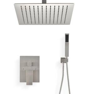 Details about   Bathroom Shower Set Ceiling Mount Rainfall 6 Spray 16"x31" Brushed Nickel 