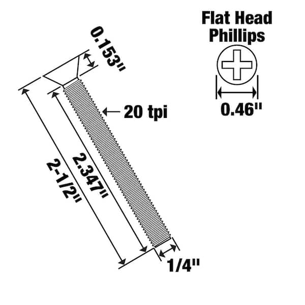 25 Pack 1/4-20 X 1/2" Phillips Flat Head Machine Screws - Stainless Steel 18-8 Grade