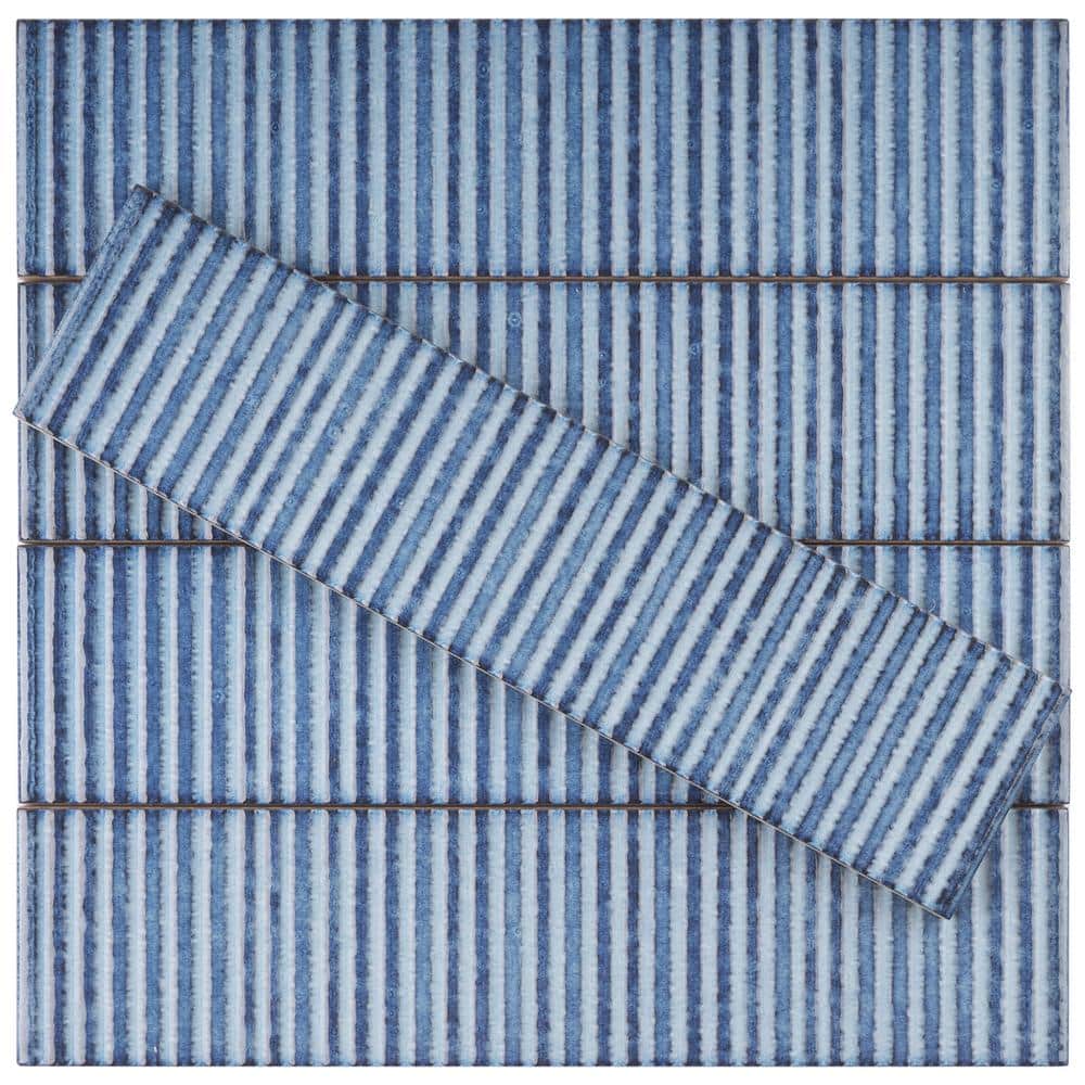 Blue Glossy Ceramic Subway Wall Tile 3" x 12"
