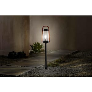 Oakman Low Voltage Black/Copper LED Path Light with Clear Water Glass