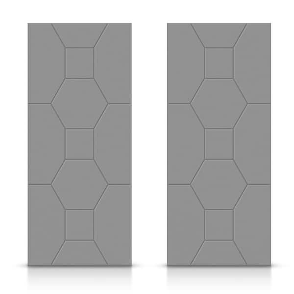 CALHOME 72 in. x 96 in. Hollow Core Light Gray Painted Composite MDF Interior Double Closet Sliding Doors