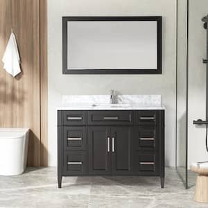 Savona 60 in. W x 22 in. D x 36 in. H Bath Vanity in Espresso with Vanity Top in White with White Basin and Mirror
