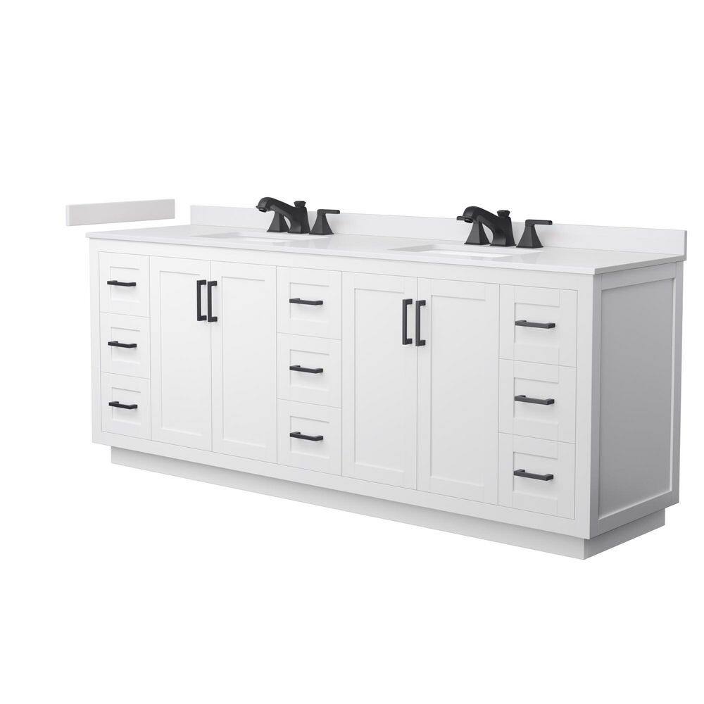 Miranda 84 in. Double Freestanding White Bath Vanity with White Cultured Marble Top Assembled price history on PriceWatchPro