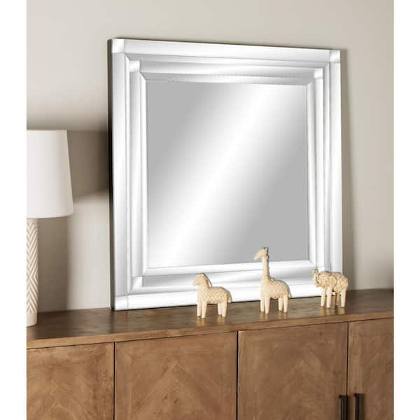 Litton Lane 40 in. x 39 in. Square Framed Silver Wall Mirror