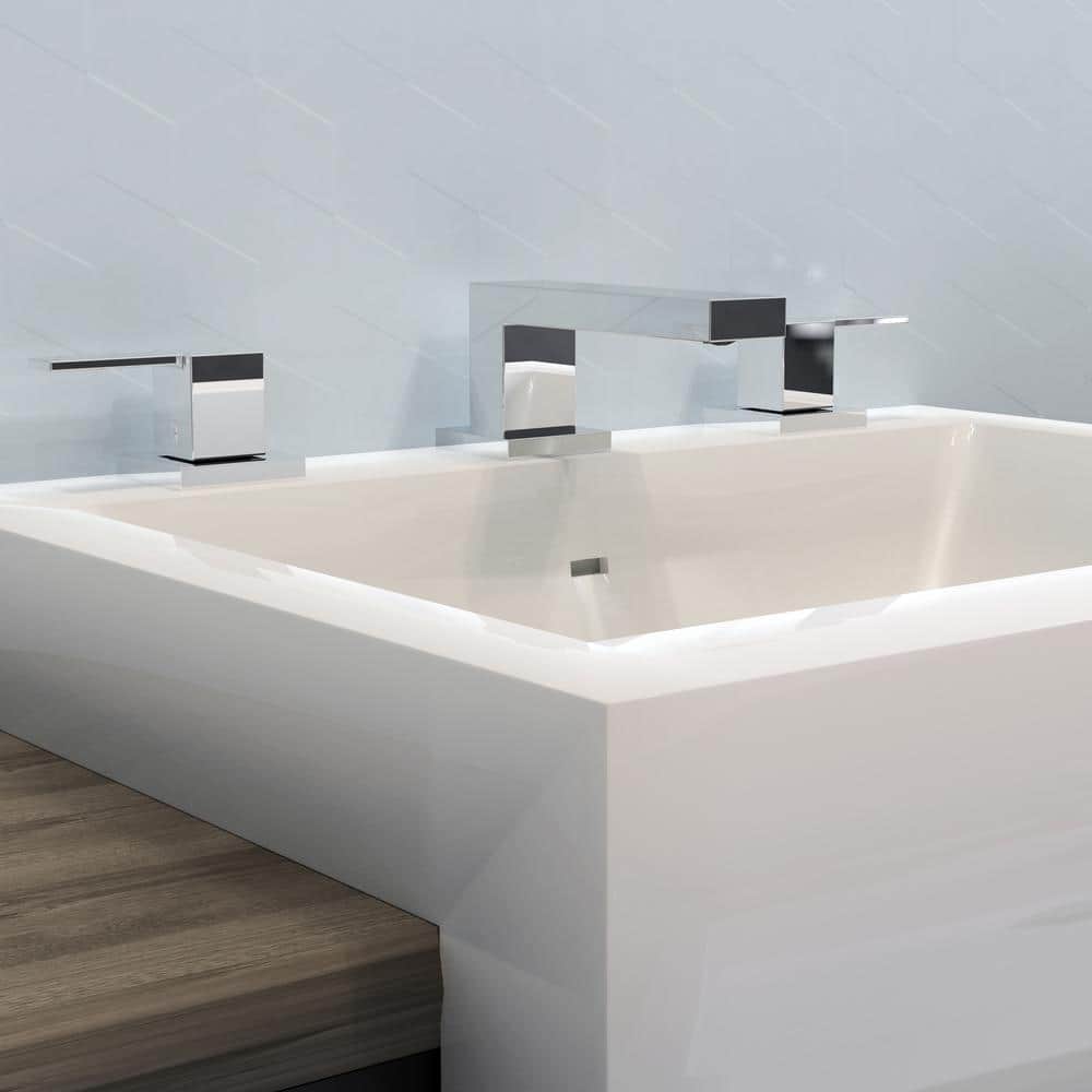 Quadrato Polished Chrome Widespread Dual Handle Bathroom Faucet
