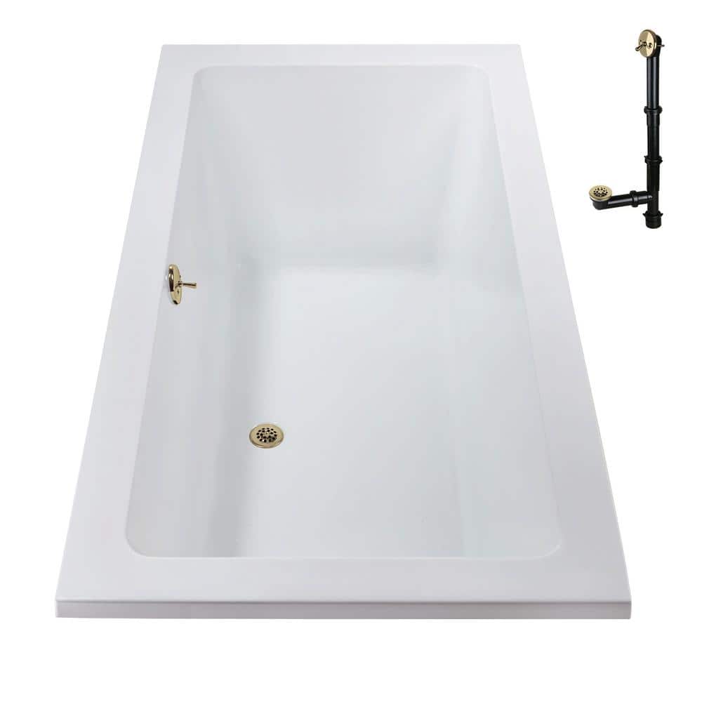 66'' x 34'' Glossy White Acrylic Soaking Drop-In Bathtub
