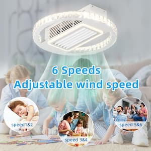 21 in. W Bladeless Low Profile Ceiling Fan with Light Modern Smart Flush Mount Fan, Remote/APP Controll (round)