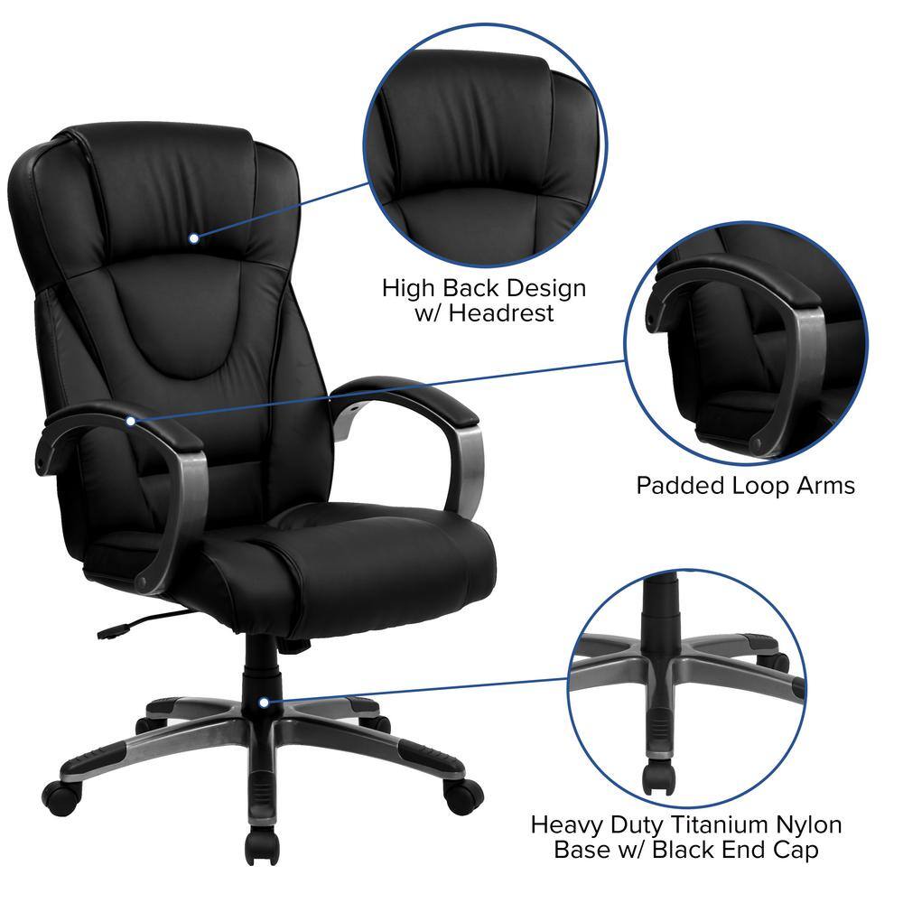 ErgoComfort High Back Black LeatherSoft Executive Swivel Chair