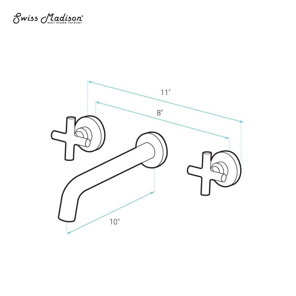Ivy Brushed Gold Brass Wall Mount Bathroom Faucet