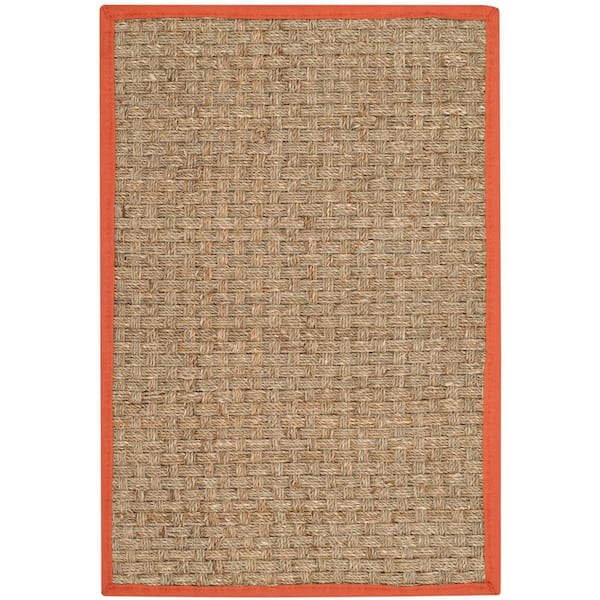 Natural Fiber Natural/Rust 3 ft. x 4 ft. Border Woven Area Rug
