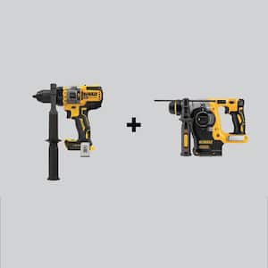 20V MAX Brushless Cordless 1/2 in. Hammer Drill/Driver and Brushless 1 in. SDS Plus L-Shape Rotary Hammer (Tools-Only)