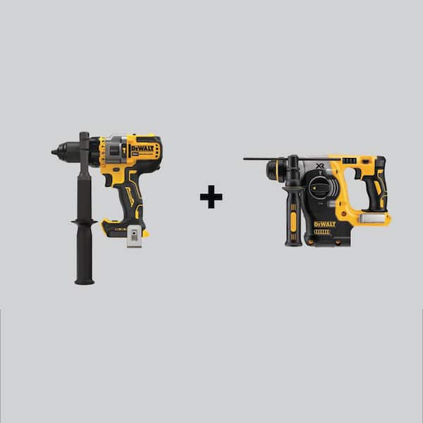 DEWALT 20V MAX Brushless Cordless 1/2 in. Hammer Drill/Driver and Brushless 1 in. SDS Plus L-Shape Rotary Hammer (Tools-Only)