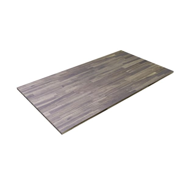 Interbuild 8 ft. L x 40 in. D, Acacia Butcher Block Island Countertop in Dusk Grey with Square Edge