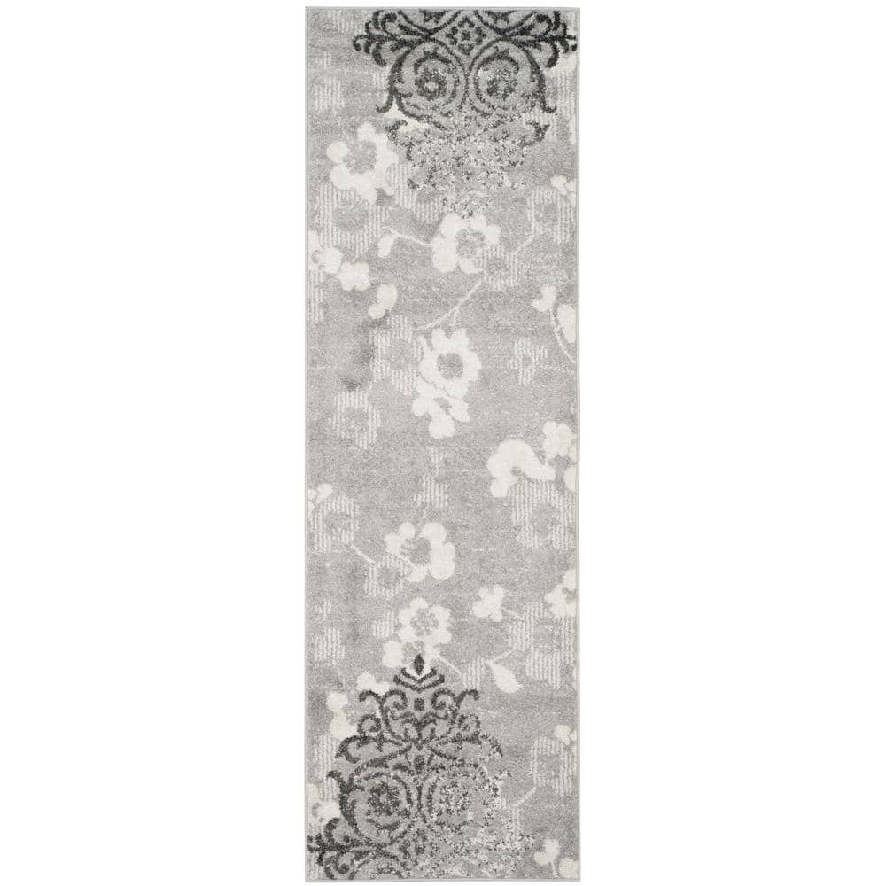 Adirondack Silver/Ivory 3 ft. x 10 ft. Floral Runner Rug price history on PriceWatchPro
