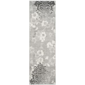 Adirondack Silver/Ivory 2 ft. x 6 ft. Floral Runner Rug