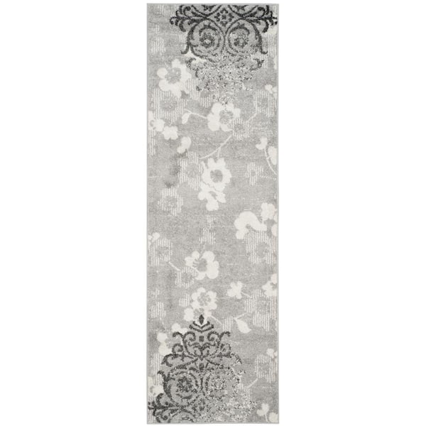 SAFAVIEH Adirondack Silver/Ivory 3 ft. x 8 ft. Floral Runner Rug