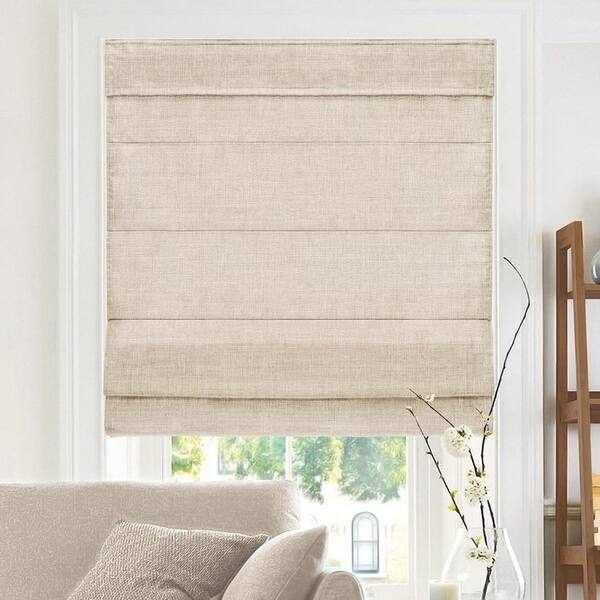 Belgian Flax Cordless Light Filtering Privacy Polyester Roman Shades 27 in. W x 72 in. L