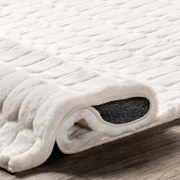 [nuuanu ] / ☆ Rugo Skirt / White nuLOOM Nia Tile Faux Rabbit Machine Washable White 8 ft. x