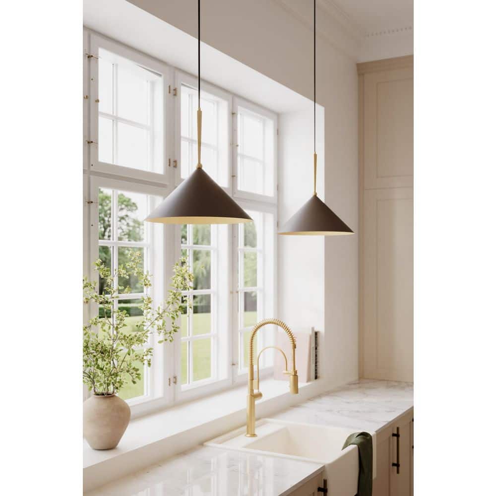 【FLYMe】Pendant Light Minka Lavery Cortan 16 in. 1-Light Legacy Brass and Dark Bronze