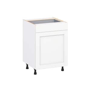 Milton 24 in. W x 24 in. D x 34.5 in. H Assembled Shaker Base Kitchen Cabinet in Bright White with Drawers