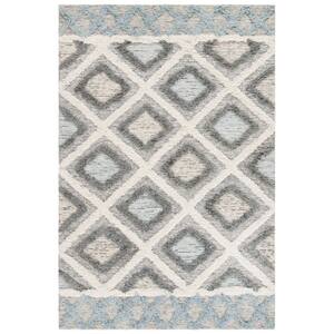 Kenya Ivory/Grey 6 ft. x 9 ft. High-Low Flokati Trellis Area Rug