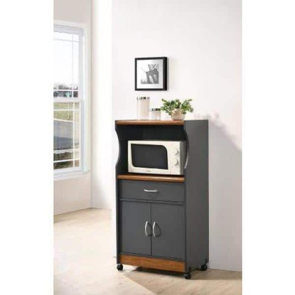 HODEDAH White Microwave Cart with Storage HIK77 WHITE - The Home Depot