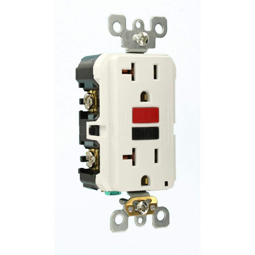 White Tamper Resistant GFCI Outlet with Indicator Light
