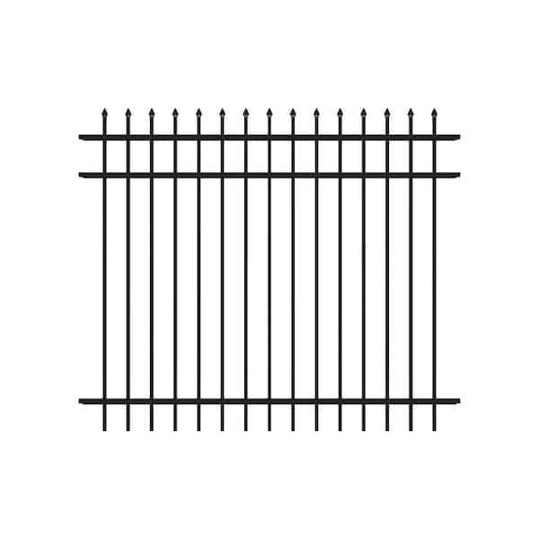 Athens 5-ft H x 6-ft W Gloss Black Aluminum Pressed Spear Design Fence Panel