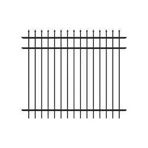 Athens 5-ft H x 6-ft W Gloss Black Aluminum Pressed Spear Design Fence Panel