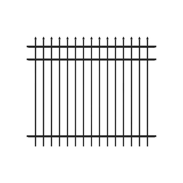 Fortress Building Products Athens 5-ft H x 6-ft W Gloss Black Aluminum Pressed Spear Design Fence Panel
