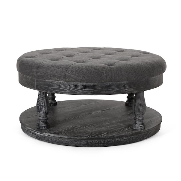 Noble House Grolsch Charcoal Tufted Ottoman
