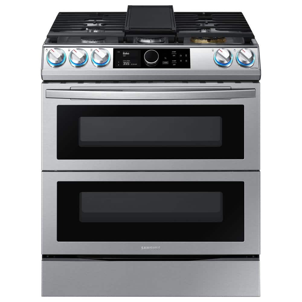 Samsung 2-piece GAS 6.0 cu. ft. Single Oven Range and 2.0 cu. ft. Over-the-range  Microwave Oven Kitchen Pair