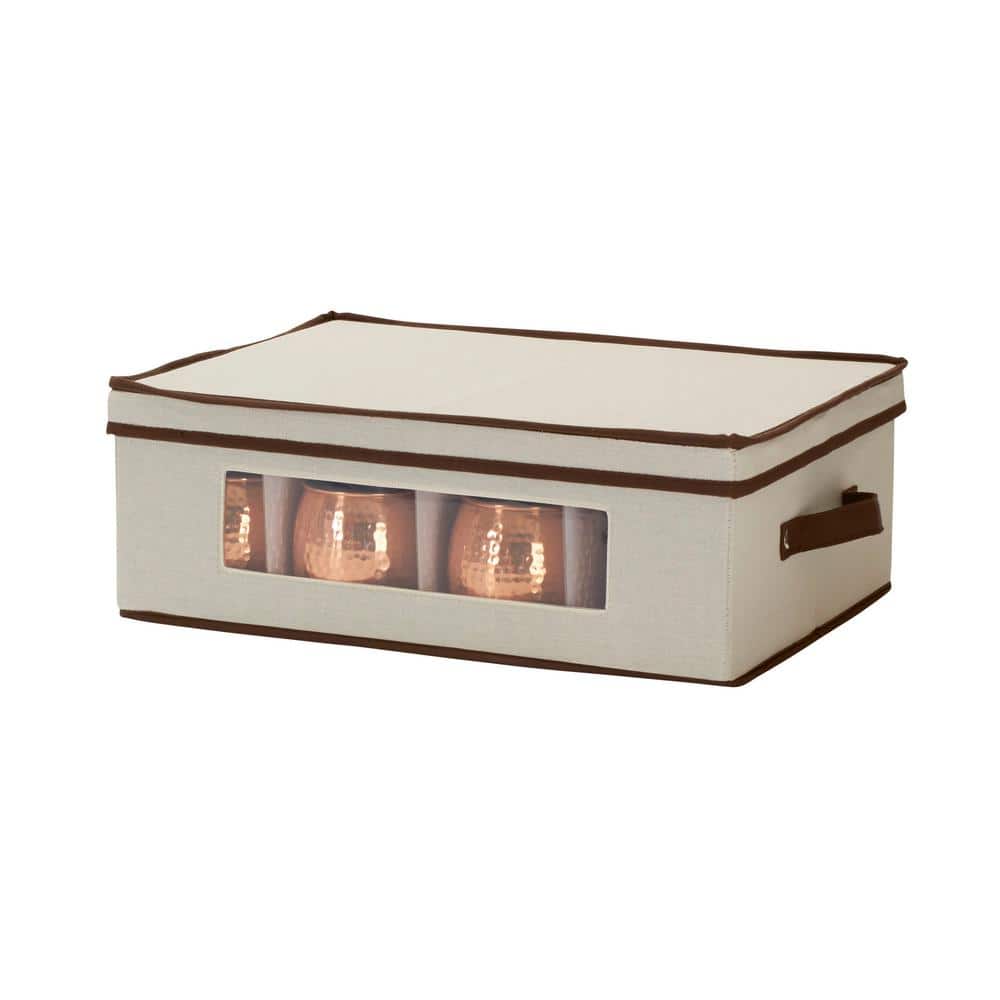 Natural Fabric Stackable Lidded Storage Box with Window
