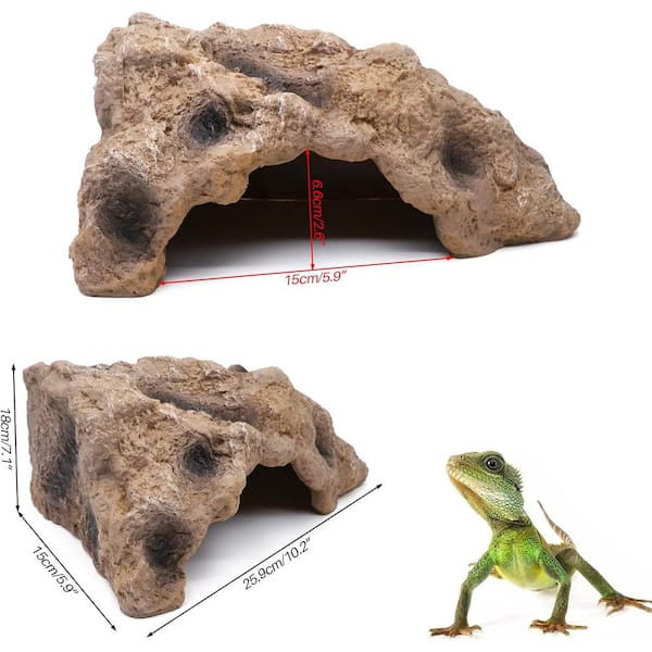 Afoxsos Resin Reptile Rock Hide Cave Habitat Terrarium Decorations