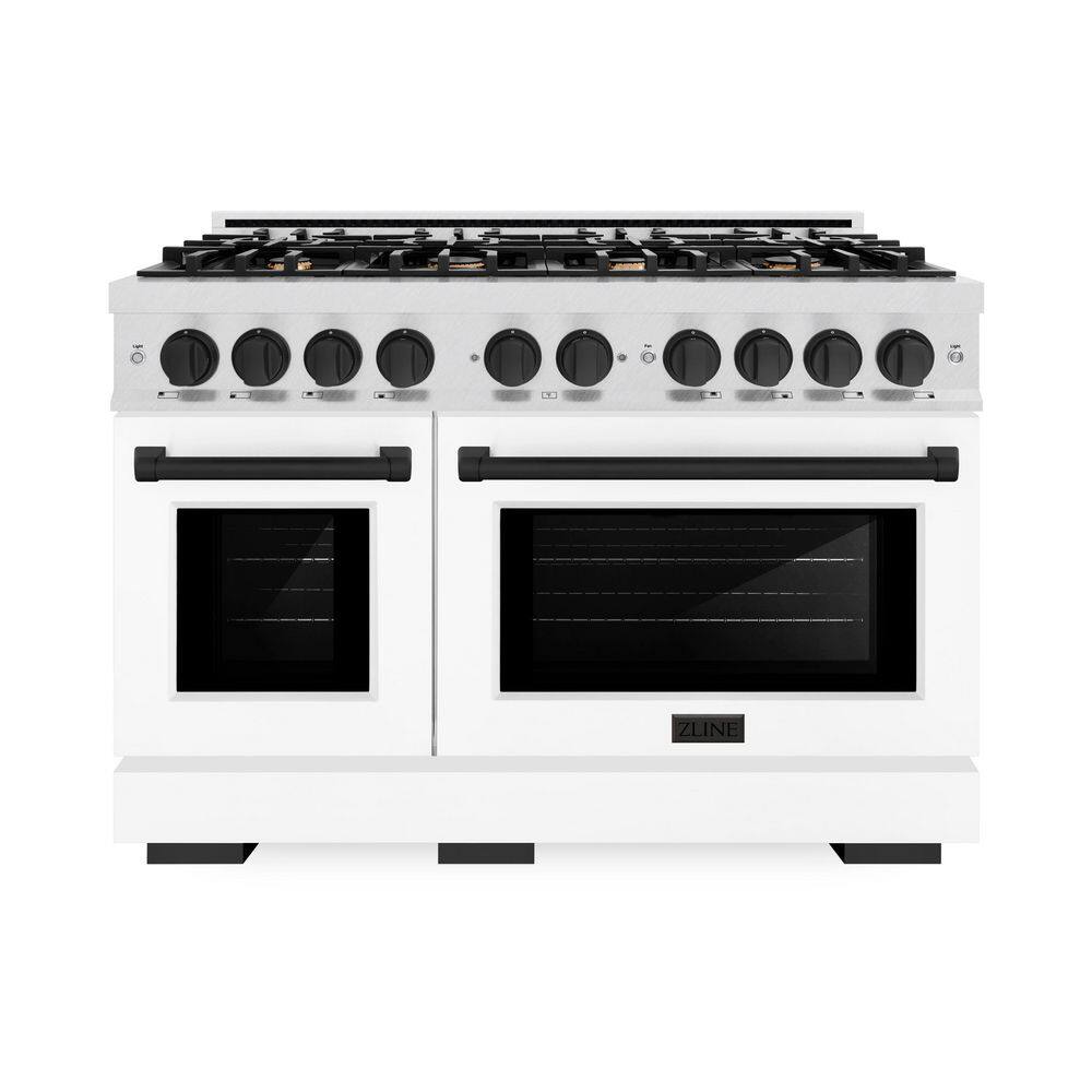 Autograph 48 in. Select Double Oven Dual Fuel Range with 8 Burners in Satin Steel with White Doors and Black Accents price history on PriceWatchPro