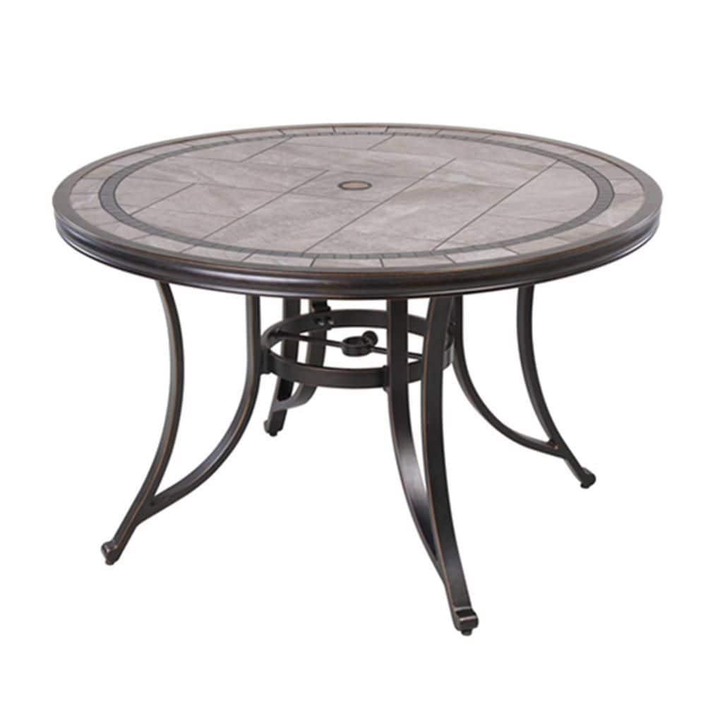 Mondawe Ailanthus Dark Gold Round Aluminum 28 in. H TileTop Outdoor