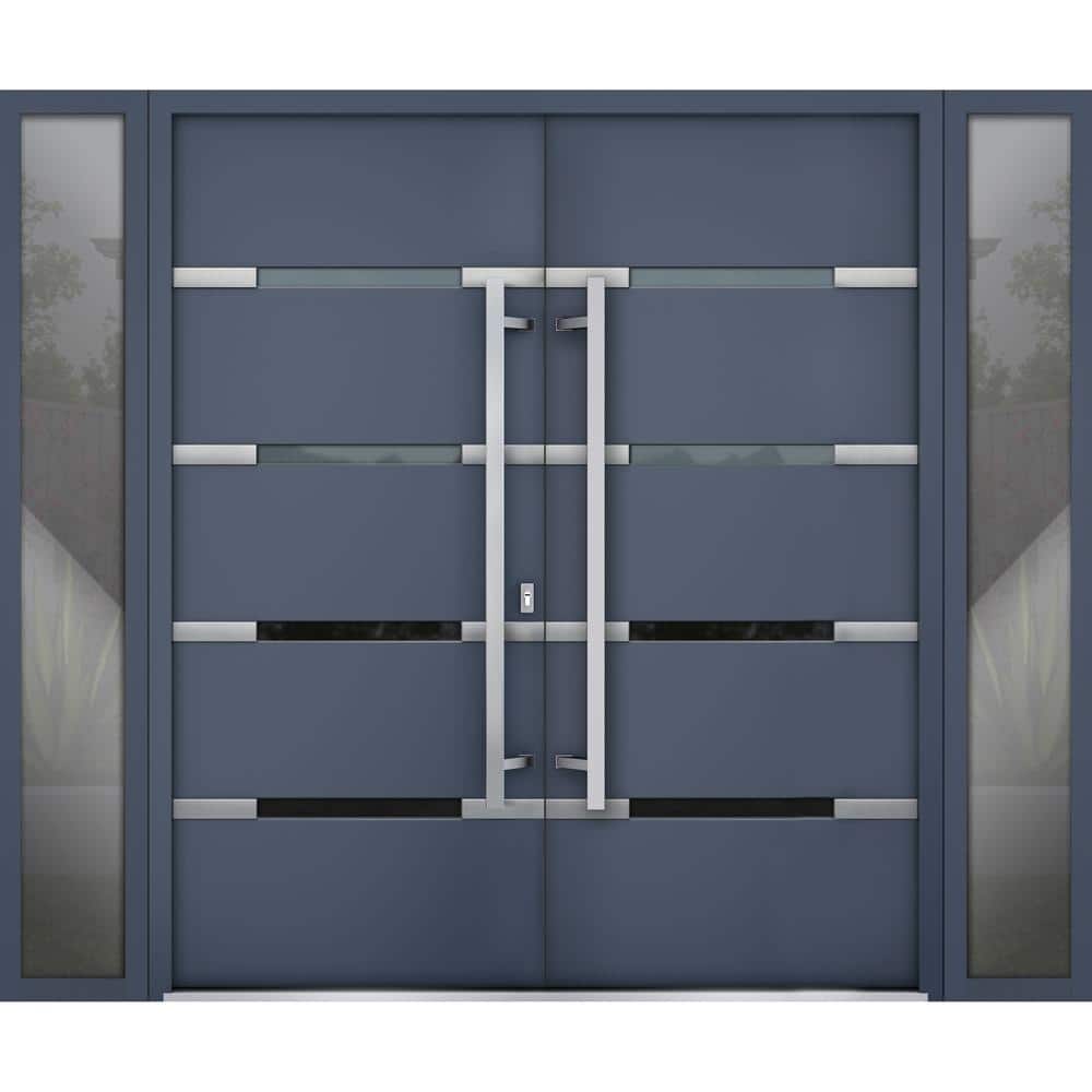 VDOMDOORS 100 in. x 80 in. Left-Hand/Inswing 2 Sidelites Tinted