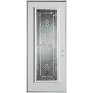 32 in. x 80 in. Neo-Deco Zinc Full Lite Painted White Left-Hand Inswing Steel Prehung Front Door