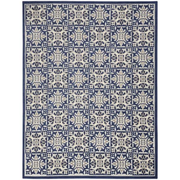 Blue 9 ft. x 12 ft. Woven Polypropylene Rectangle Indoor/Outdoor Area Rug