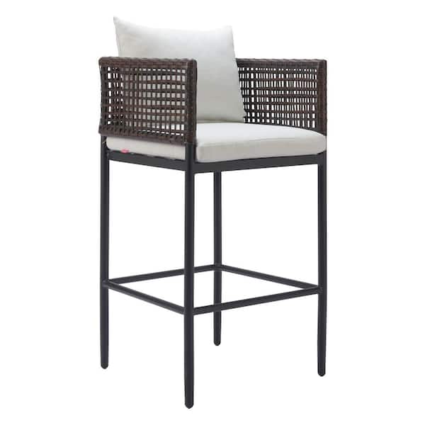 ZUO Palm Paradise Outdoor Collection Gray Olefin Barstool