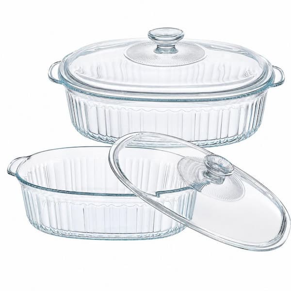 1.9 qt. plus 3 qt. 4-Piece Glass Casserole Baking Dish, Casseroles with Glass Lids, Oven Safe, Set of 2