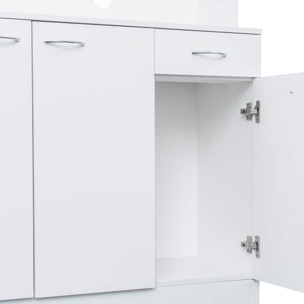 71 in. H White Kitchen Storage Pantry Storage Cabinet with 6-Doors, 1-Open Shelves and 1-Drawer