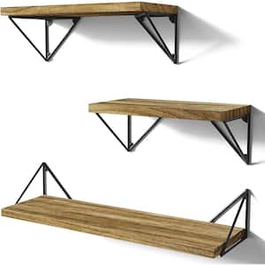 5.9 in. W x 5.3 in. H x 17 in. D Wood Rectangular Shelf in Carbonized Black 3 Sets Adjustable Shelves