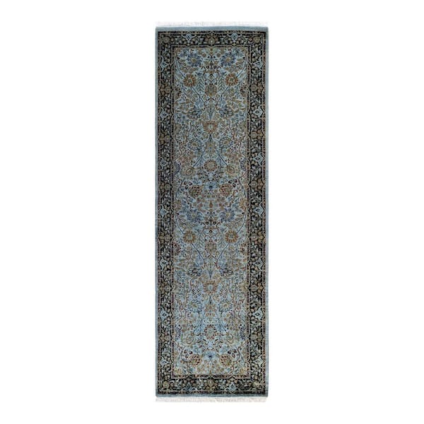 Solo Rugs Blue 2 ft. 6 in. x 8 ft. 6 in. Fine Vibrance One-of-a-Kind Hand-Knotted Area Rug