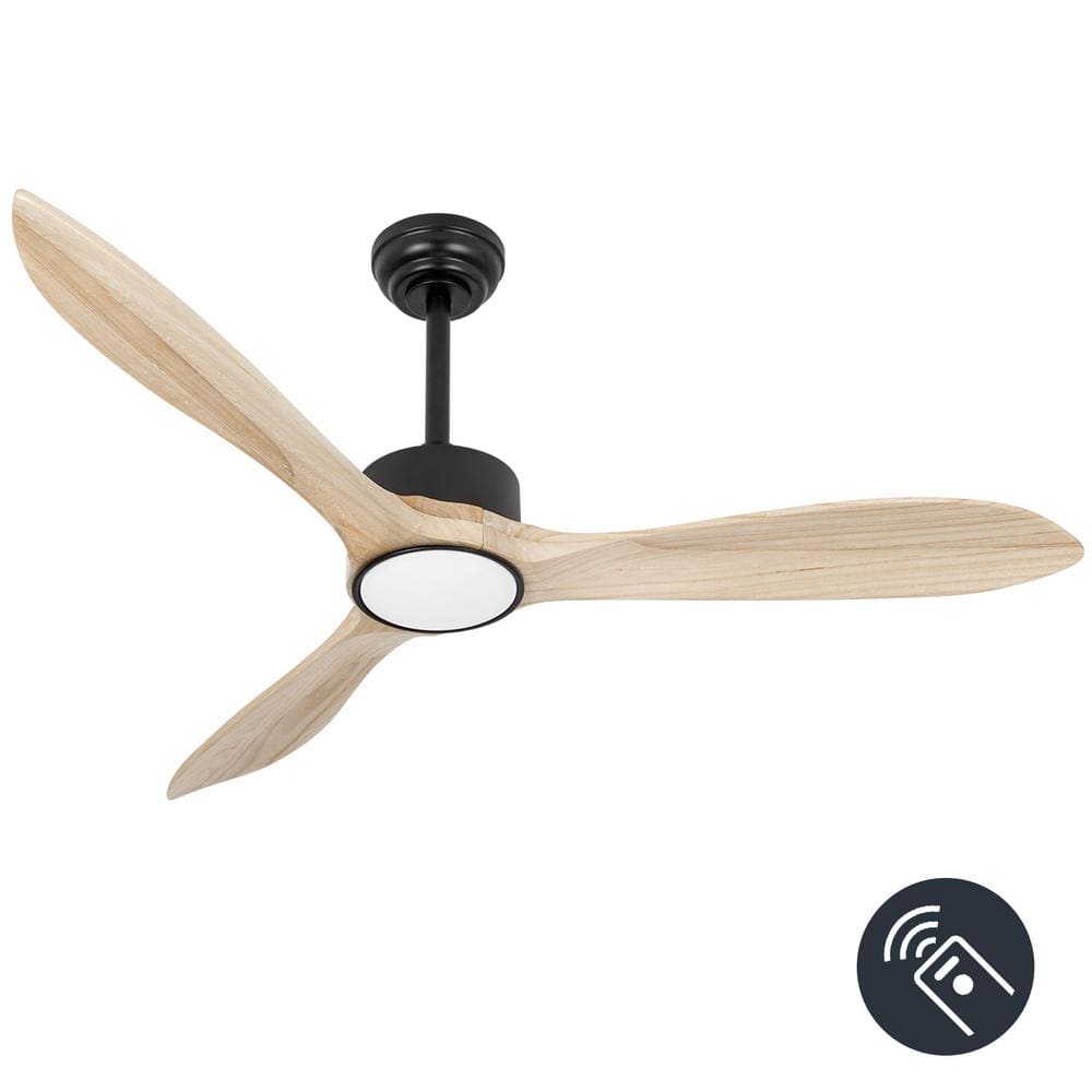 TAIFOND 52 in. Integrated LED Indoor Brushed Nickel and Grooving Solid Wood  Finished Ceiling Fan with Light and Remote Control CL007 - The Home Depot